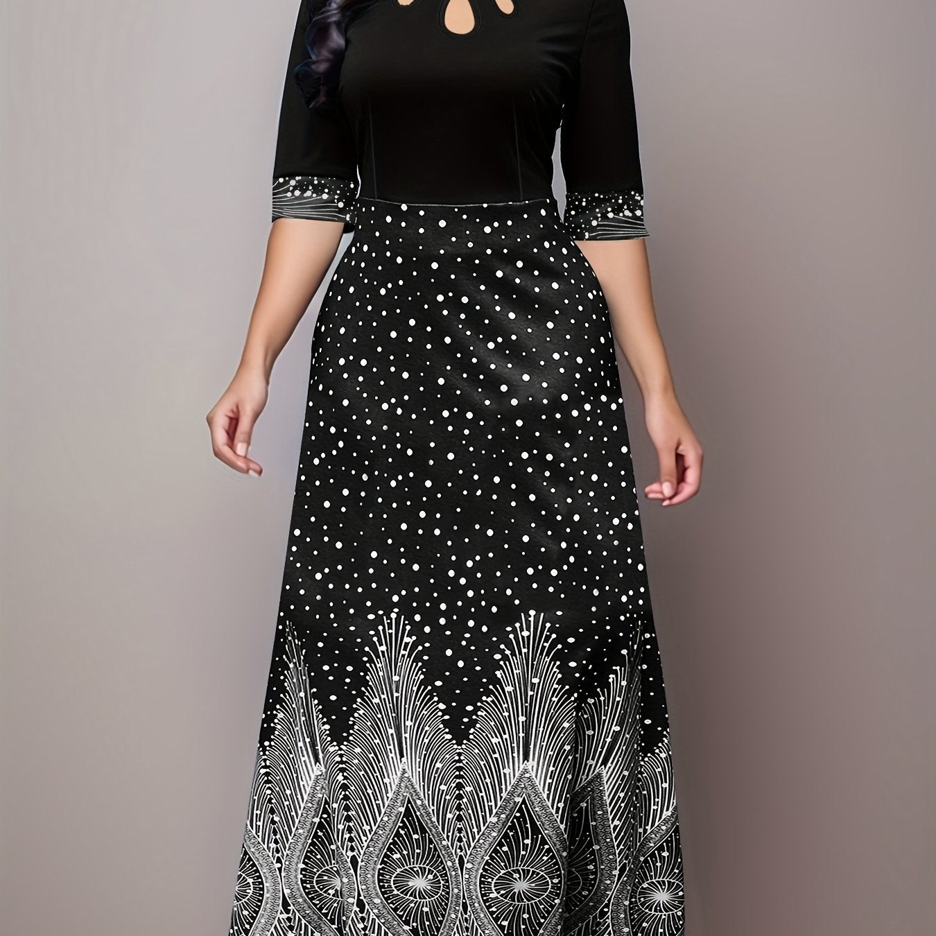 Women's Plus Graphic Print Cut Out Maxi Dress