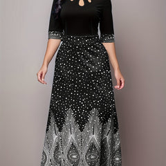 Women's Plus Graphic Print Cut Out Maxi Dress