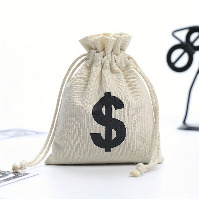 US Dollar Canvas Bag Coin Money Bag Large Capacity Drawstring Bag