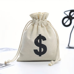 US Dollar Canvas Bag Coin Money Bag Large Capacity Drawstring Bag