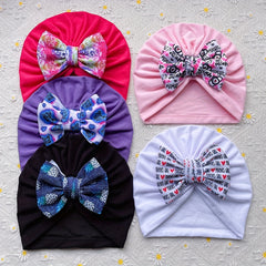 5pcs Baby Bow Hat Stretch Beanie Hat For Newborn Boys and Girls