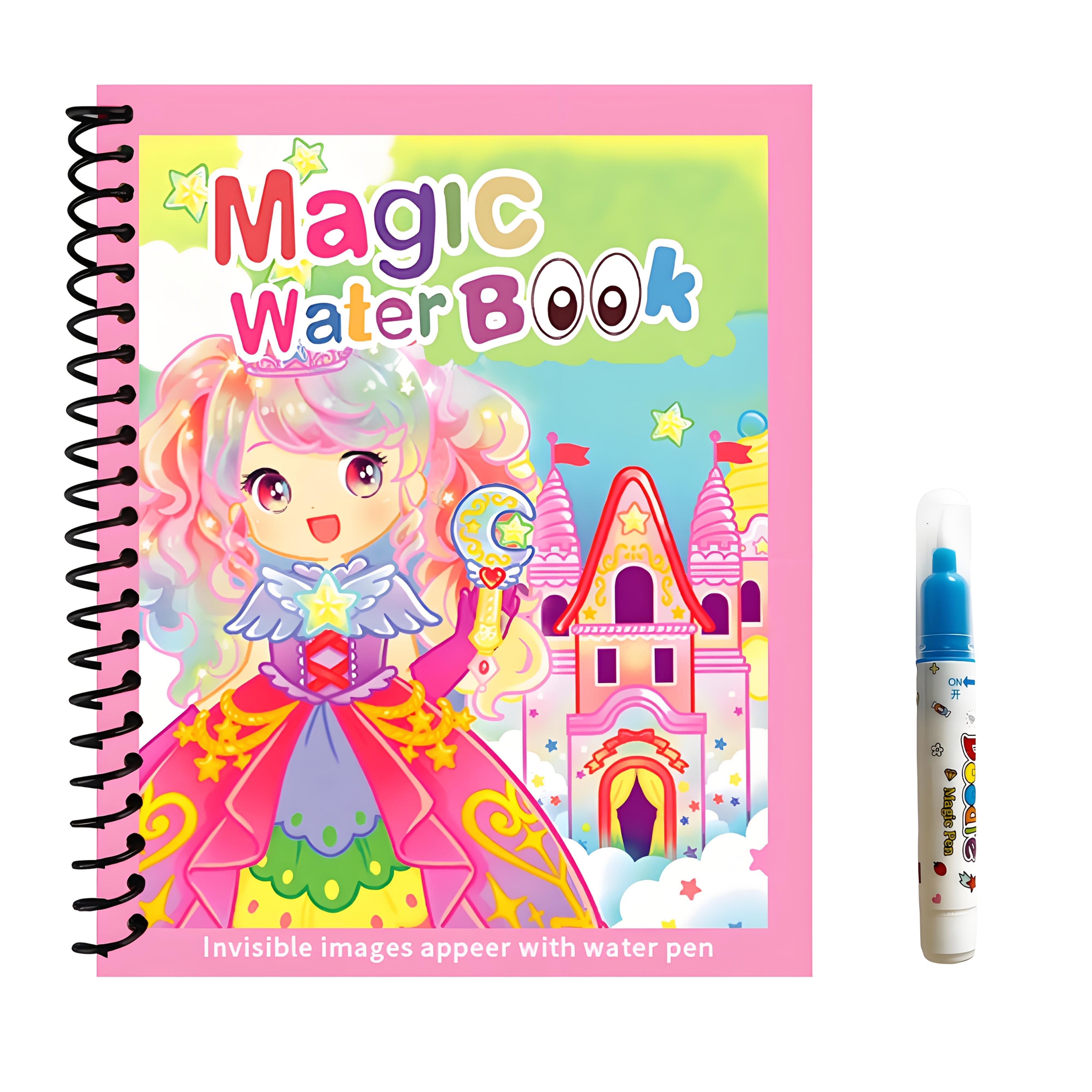 4pcs Reusable Water Coloring Books w/ Pens Animals & Sea Life Themes