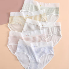 5pcs Bunny Print Striped Briefs Women's Lingerie & Underwear