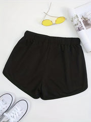 Drawstring Waist Sports Shorts for Women