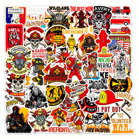 50pcs Firefighter Doodle Stickers Waterproof Decorative DIY Creative Toys