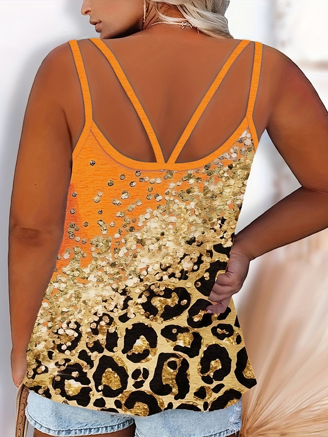 Glitter Leopard Print Tank Top