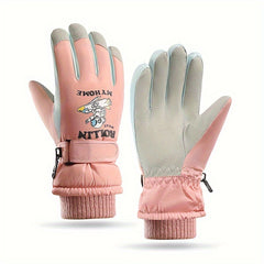 Kids' Winter Skiing Gloves Waterproof Snow Playing Cartoon Outdoor Gloves