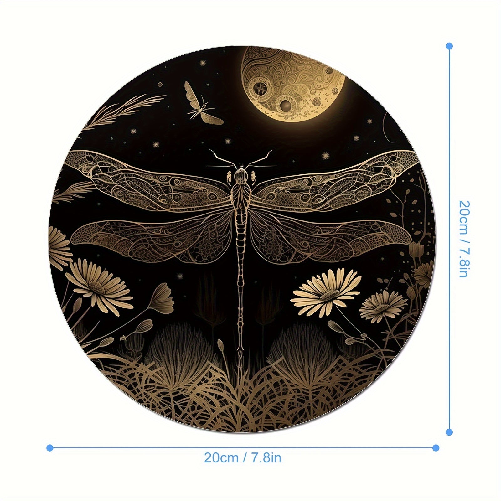 Vintage Dragonfly Round Mouse Pad