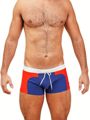 Men's Swim Boxers Contrast Swimsuit Shorts Pants Drawstring Underwear Beach