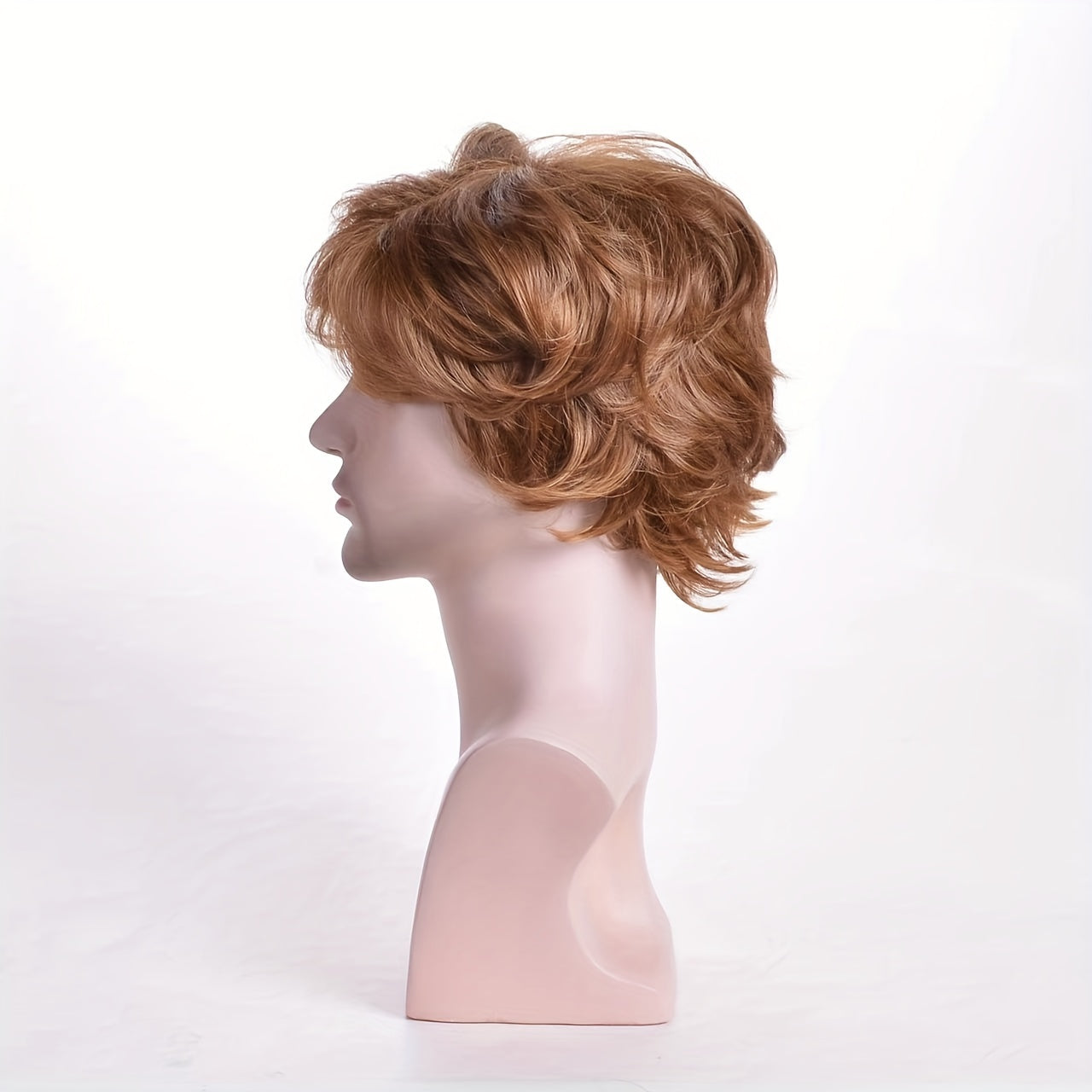Fashionable Short Curly Wave Hair Light Brown Men's Wig