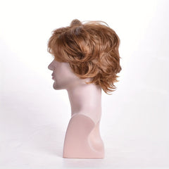 Fashionable Short Curly Wave Hair Light Brown Men's Wig