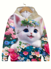 Kitty Graphic Hooded Sweatshirt Kids Spring Fall