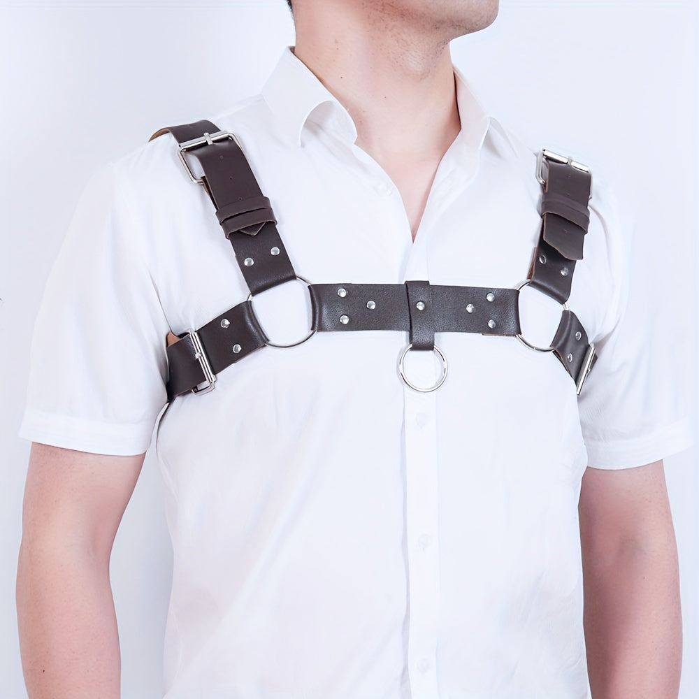 Men's Sleeveless Body Chest Harness PU Leather Punk Chest Belt