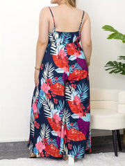 Vacay Cami Jumpsuit Women's Plus V Neck Wide Leg Cami Tropical Print