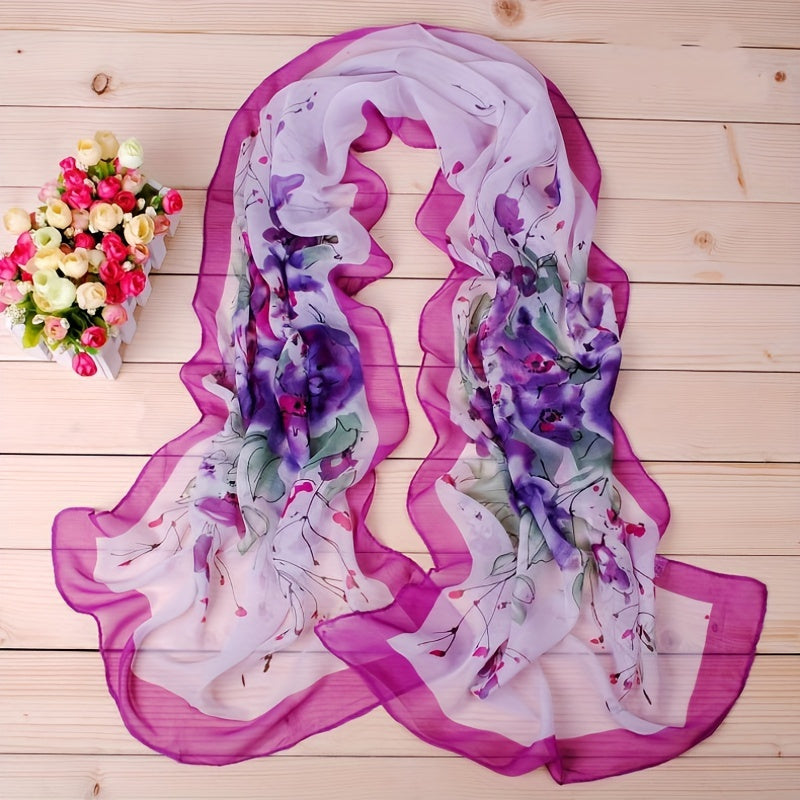 Boho Flower Print Chiffon Scarf Warm Shawl Sunscreen Hijab