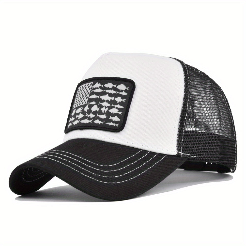 USA Flag Patch Baseball Cap Mesh Trucker Hat Sunscreen Sports Hat