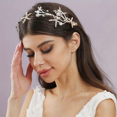 Faux Pearl Starfish Headband Bridal Hairband Set