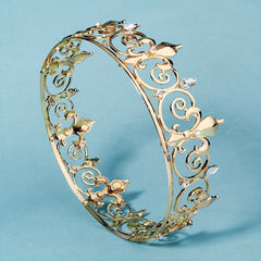 Crystal Tiara Golden Rhinestone Bridal Crown