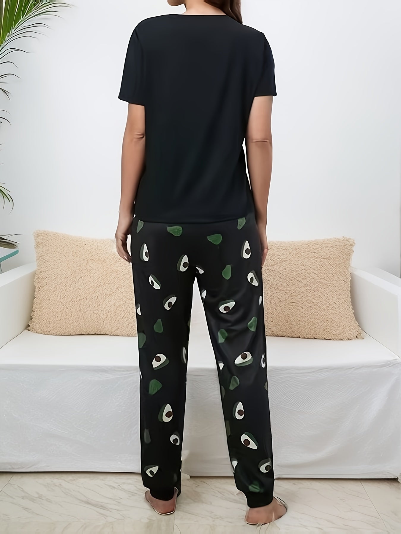 Avocado Lounge Set Short Sleeve Top & Long Pant Women's Sleepwear