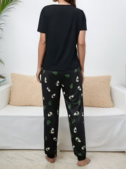 Avocado Lounge Set Short Sleeve Top & Long Pant Women's Sleepwear