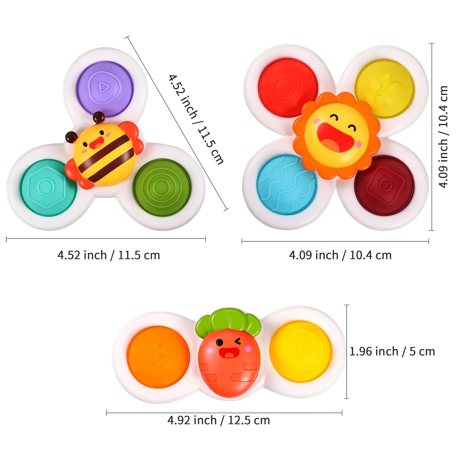 3 Pack Suction Cup Spinner Toys for Babies & Toddlers