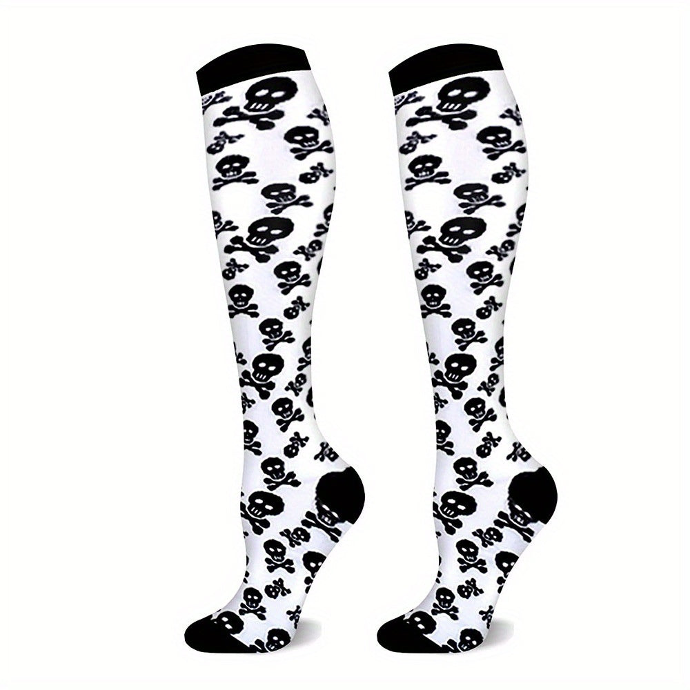 Skull Pattern Calf Socks Halloween Knee High Stockings