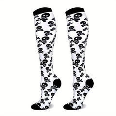 Skull Pattern Calf Socks Halloween Knee High Stockings