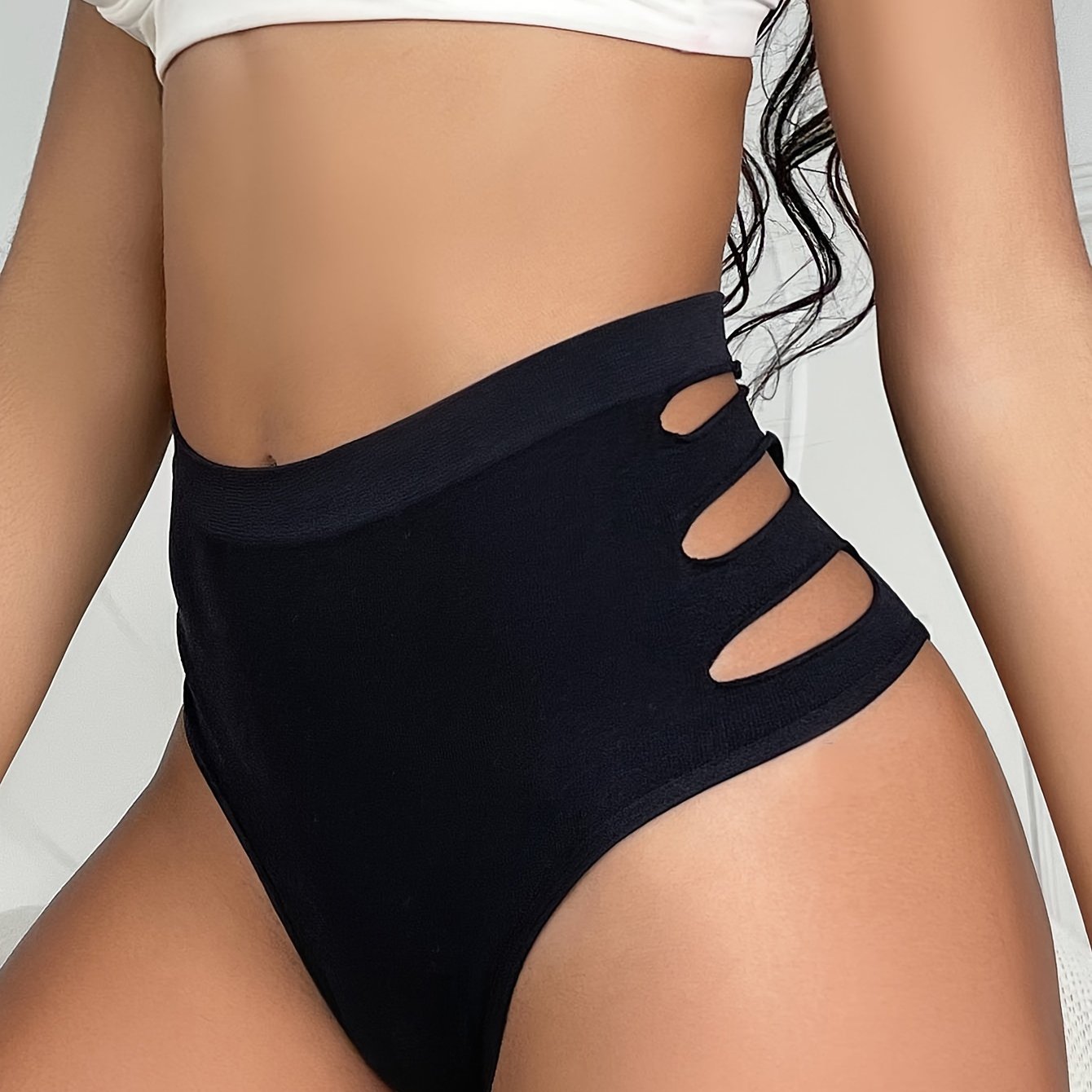 High Waist Cut Out Briefs Comfy & Breathable Intimates Panties