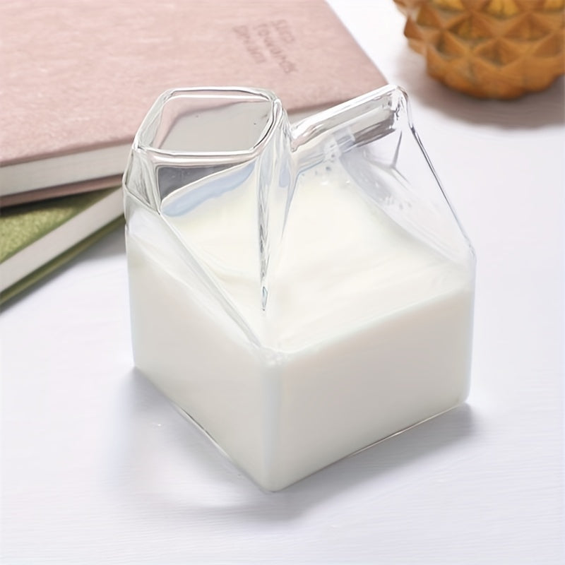 Hand Blown Clear Glass Box Mini Milk Carton Creamer Cup Mug