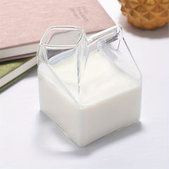 Hand Blown Clear Glass Box Mini Milk Carton Creamer Cup Mug