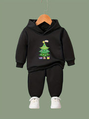 OERYUI Christmas Tree Print Outfits Girls Hoodies Jogger Pants Set For Sports