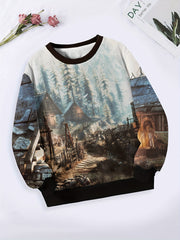 Snowy Town Crew Neck Sweatshirt for Boys Girls
