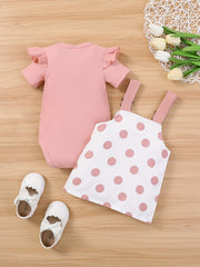 Baby Girls Flutter Sleeve Onesie Romper & Suspender Dress Set
