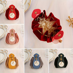 Velvet Gift Bags Drawstring Pouch with Pearl Charm