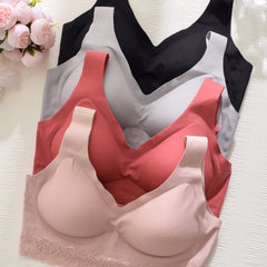 4pcs Lace Wireless Bras Comfy Stretch Intimates Bra Women's Lingerie