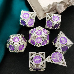 7pcs Metal Hollow Polyhedral Dice Set for Tabletop Game, Christmas Gift