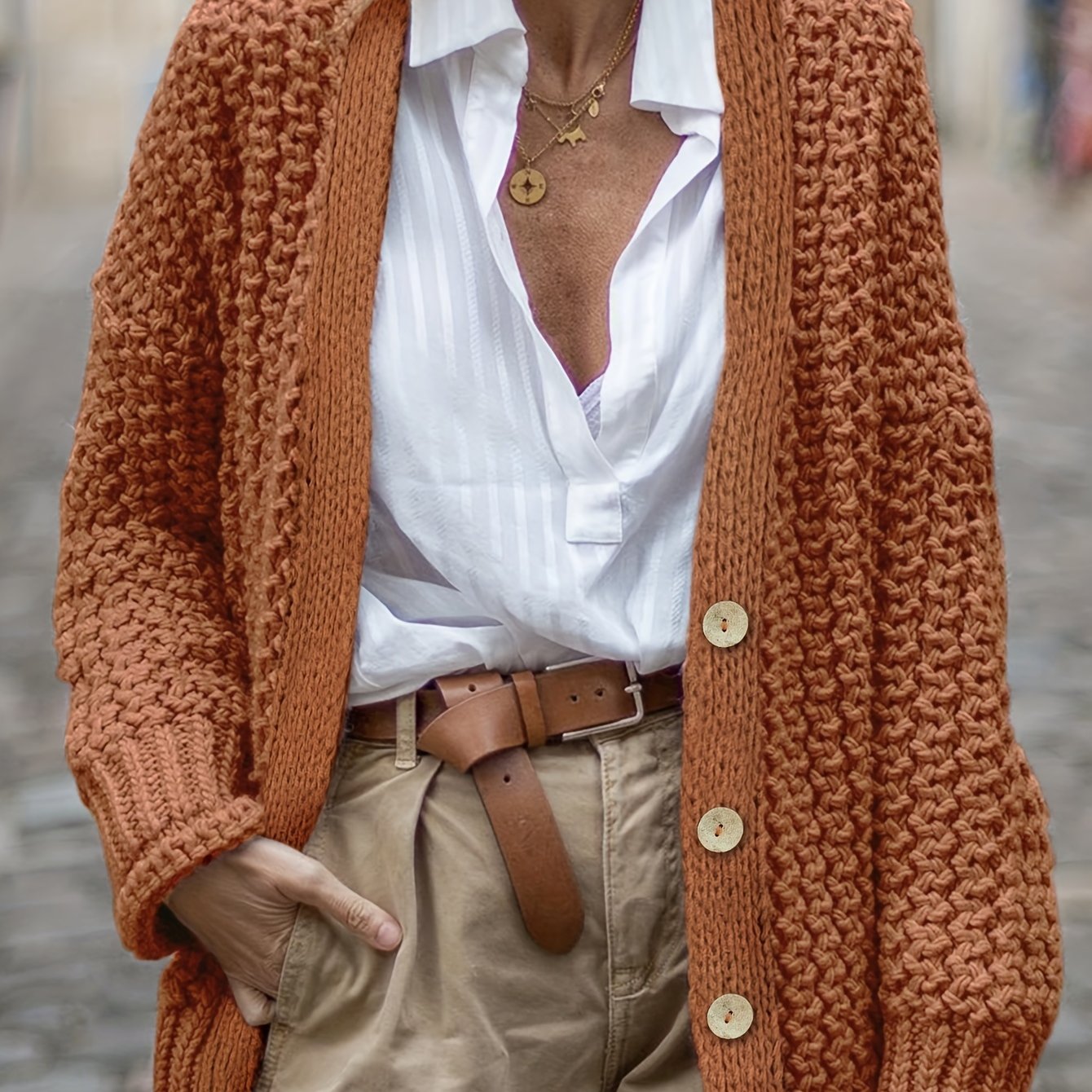 Solid Long Sleeve Cardigan