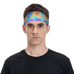 Men's Stretchy Fitness Headband Neon Rainbow Colors Lightweight Gym Running
