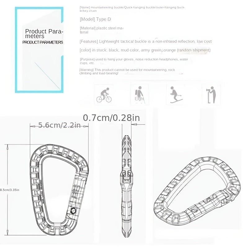 D Shaped Plastic Camping Buckle - Multifunctional