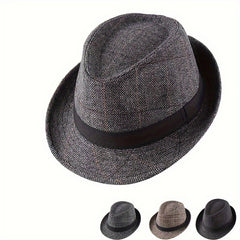 Plaid Top Hat Flannel Jazz Hat Autumn Winter Casual Hat For Men