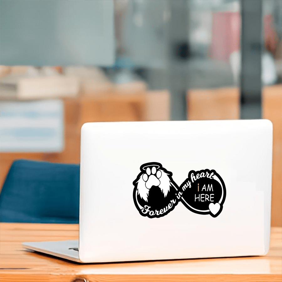 Forever in My Heart Puppy & Angel Wings Vinyl Sticker for Pet Loss