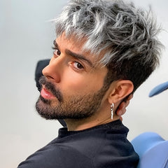 Silver Gray Gradient Men's Wig