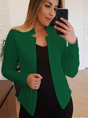 Solid Split Open Front Blazer Long Sleeve Blazer & Stylish Tops