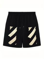Men's Stripe Comfy Shorts Solid Elastic Waist Drawstring Summer