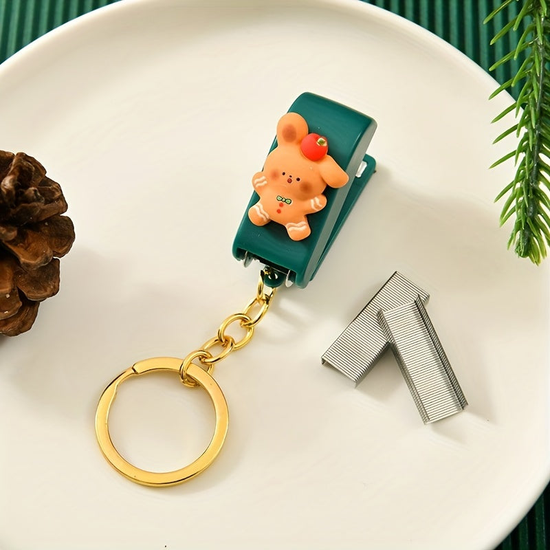 Christmas Cartoon Mini Stapler with Key Chain, Christmas Gift