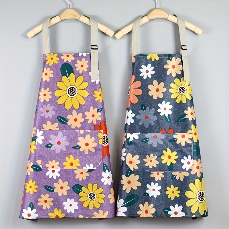 Stylish Flower Apron with Adjustable Halter for Chefs Gardeners Bakers