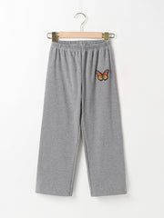 Girls Butterfly Print Wide Leg Sweatpants