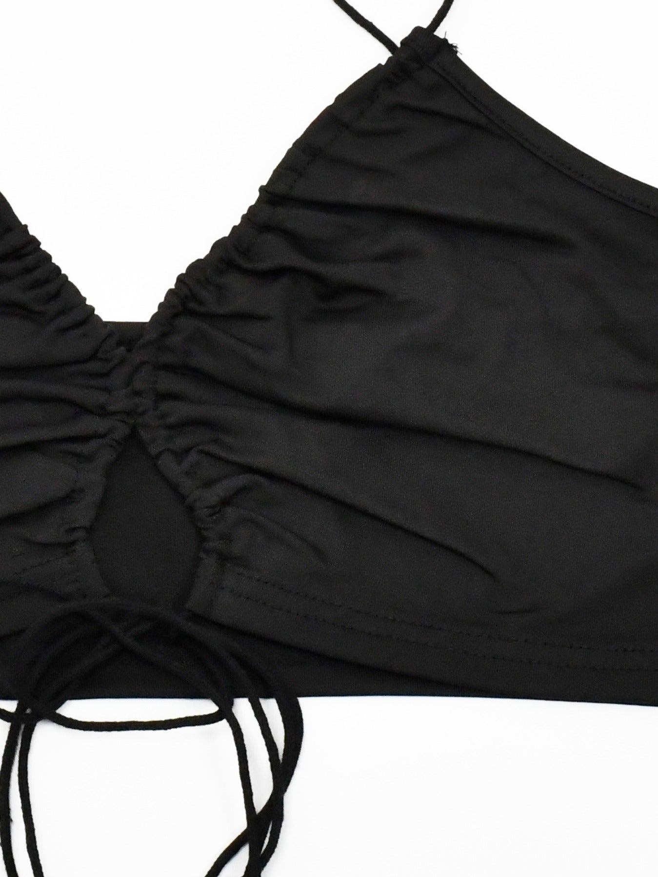 Y2K Spaghetti Cross Tie Up Top Deep V Neck