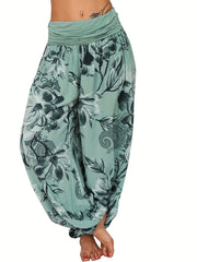 Boho Floral Print Harem Pants for Women