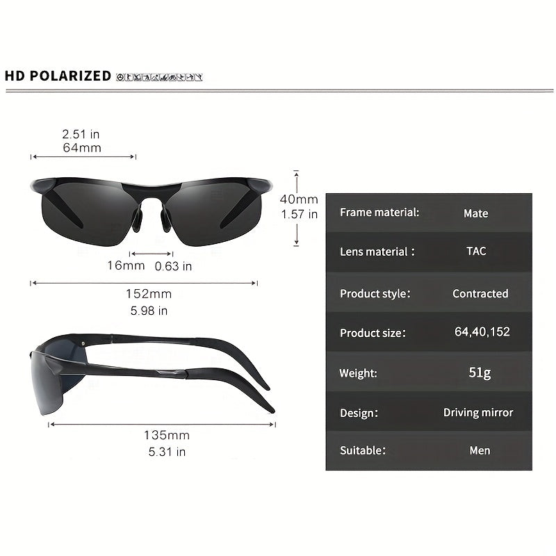 Men's Polarized Aluminum Frame Sunglasses UV400 Anti Glare Eyewear